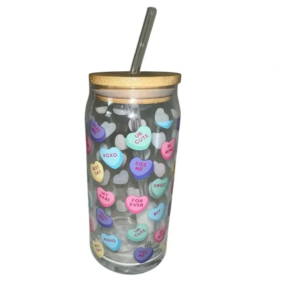 Conversation Glass Cup with Straw - Picture 2 of 4